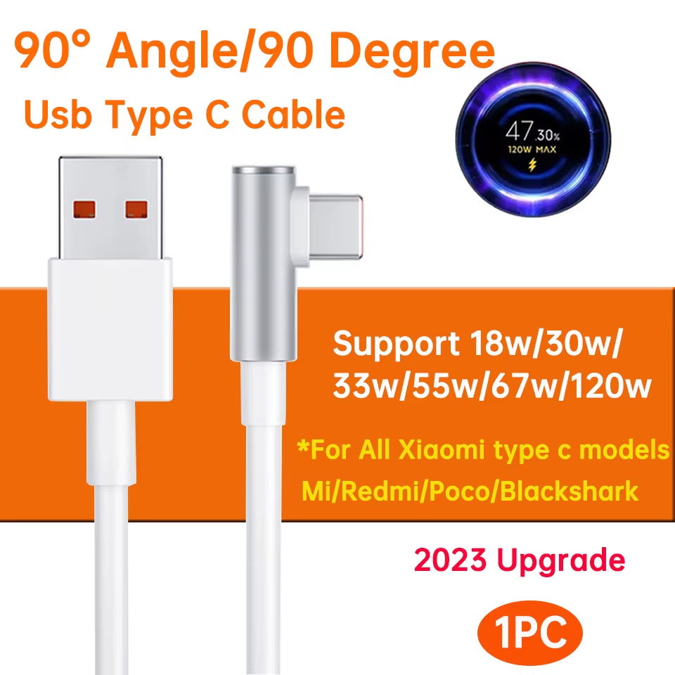 Original Usb Type C Cable 120W 67W Turbo Fast Charger Mi 15 14 13 12T Pro 12 11 Ultra Poco X6 X7 Redmi Note Black Shark 5