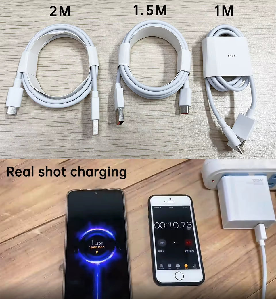Original Usb Type C Cable 120W 67W Turbo Fast Charger Mi 15 14 13 12T Pro 12 11 Ultra Poco X6 X7 Redmi Note Black Shark 5