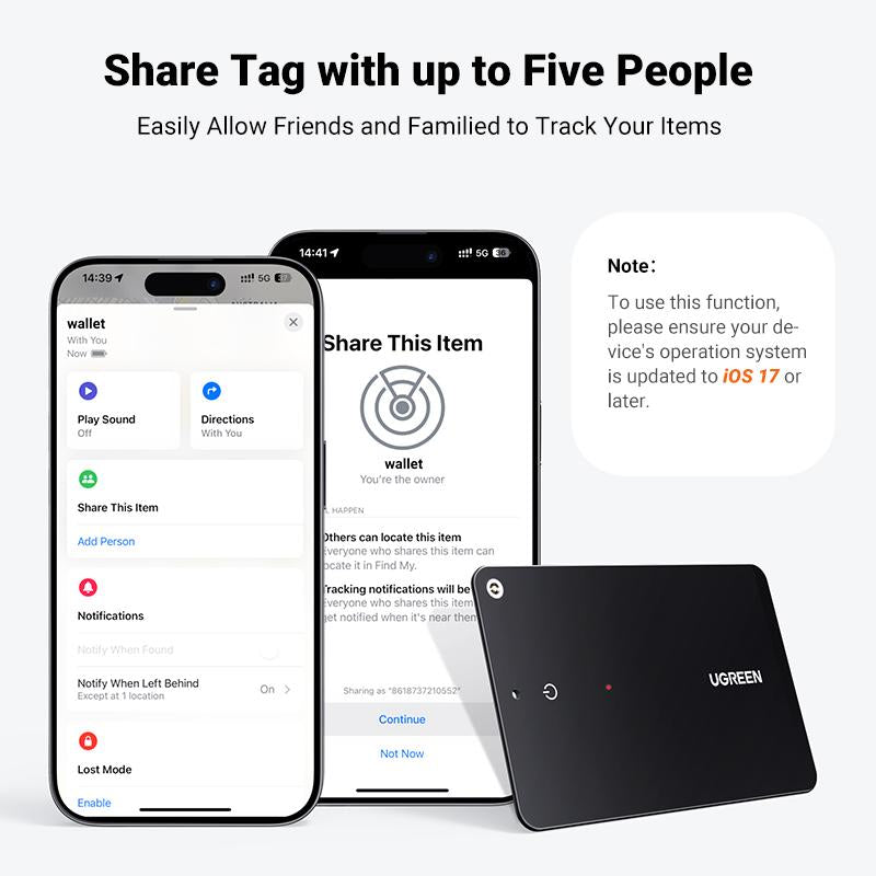 UGREEN Finetrack Slim Smart Finder Compatible with Apple Find My (Ios Only), Wallet Finder, IP68 Waterproof Rechargeable Bluetooth Tracker Card-Deals for You,September Restock