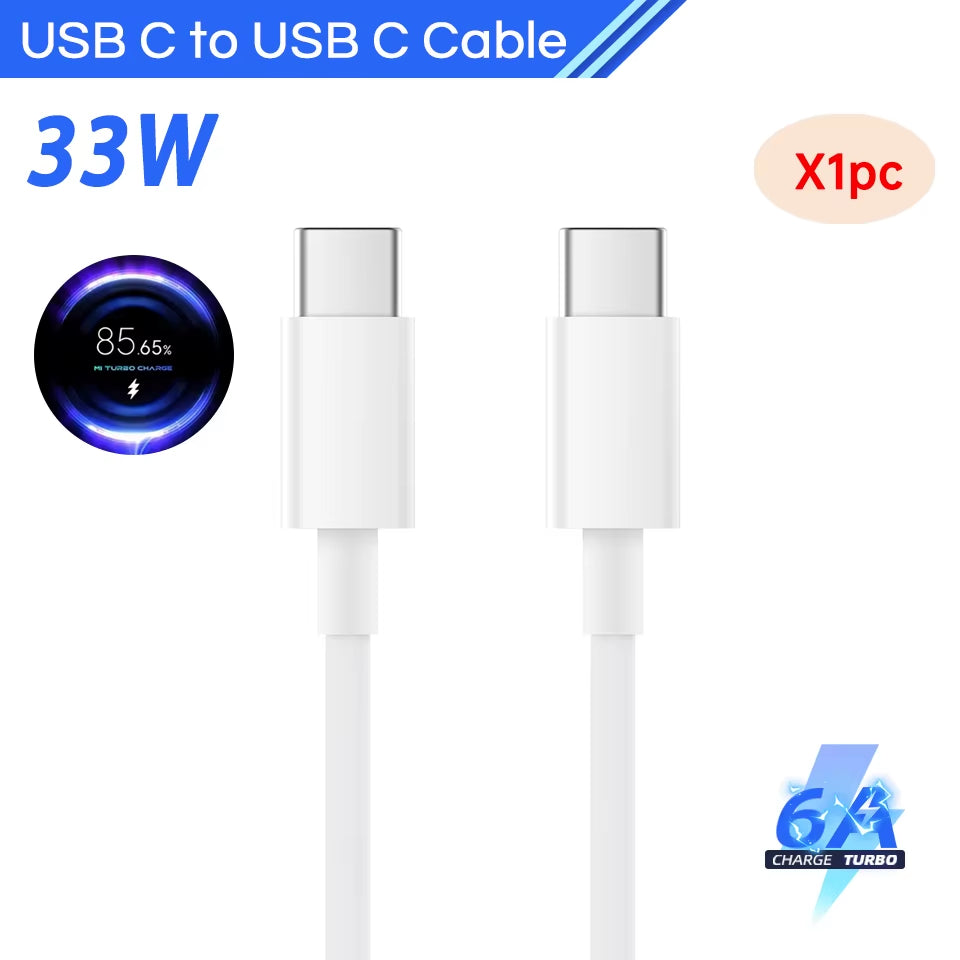 Original Usb Type C Cable 120W 67W Turbo Fast Charger Mi 15 14 13 12T Pro 12 11 Ultra Poco X6 X7 Redmi Note Black Shark 5