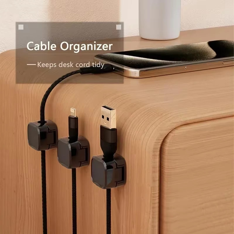 12/1Pcs Magnetic Cable Clips Adjustable Cord Holder under Desk Cable Management Wire Keeper Home Office Cables Clip Organizer