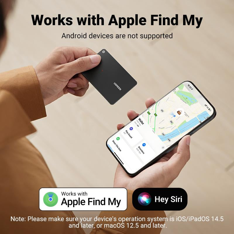 UGREEN Finetrack Slim Smart Finder Compatible with Apple Find My (Ios Only), Wallet Finder, IP68 Waterproof Rechargeable Bluetooth Tracker Card-Deals for You,September Restock