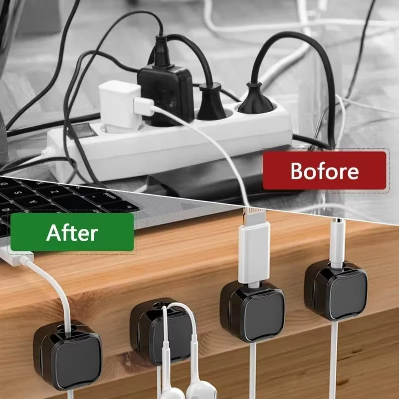12/1Pcs Magnetic Cable Clips Adjustable Cord Holder under Desk Cable Management Wire Keeper Home Office Cables Clip Organizer